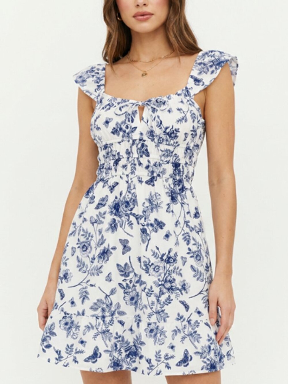Popular 21 Flutter Strap Floral butterfly Mini Dress Size Medium - Picture 1 of 5